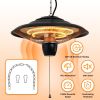 1500W Outdoor Hanging Patio Heater Ultra-Quiet Electric Heating Lamp IP23 Waterproof 2 Heating Levels Overheating Protection Ceiling Mounted Outdoor H