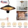 1500W Outdoor Hanging Patio Heater Ultra-Quiet Electric Heating Lamp IP23 Waterproof 2 Heating Levels Overheating Protection Ceiling Mounted Outdoor H