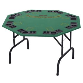 Soozier 48" 8 Person Octagonal Foldable Poker Table with Cup Holders Green Felt for Blackjack Poker Games