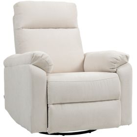HOMCOM Recliner Chair, Wide Swivel Rocker Chair, Overstuffed Single Sofa with Pocket Spring, Footrest, Quick Assembly, Cream