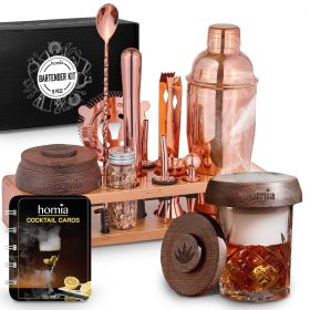 Bartender Kit with Bamboo Stand Bar Set with Cocktail Shaker Bartending Kit with Essential Bar Accessory Tools 13 pcs Pink Gold