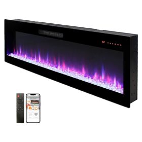 Smart 60" WiFi-Enabled Electric Fireplace Heater, Recessed in-Wall and Wall-Mounted
