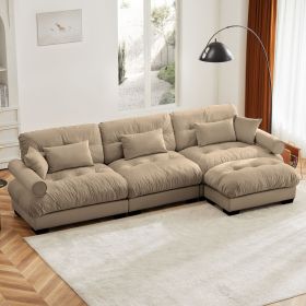 Super Comfort Oversized Modular Velvet Sectional Sofa Couch with Movable Ottoman,Corner Sectional with Bolstered Armrests, Deep Seat Cloud Couch