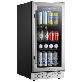 Beverage Refrigerator Cooler, 88 Can Beverage Fridge, Mini Fridge with Glass Door, Adjustable Shelves, Digital Temperature Control