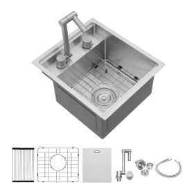 15" Undermount bar Sink with folding faucet - 15*17 inch Single Bowl 16 Gauge Stainless Steel Kitchen Sinks