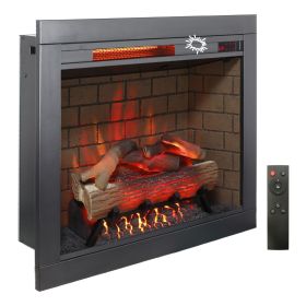28 inch Infrared Electric Fireplace withTrim kit Insert, Touch Panel Home Decor Heater, Smokeless Firebox With Fire Cracking Sound