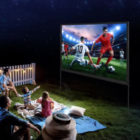 Projector Screen With Stand, 100 Inch 16:9 4K 1080 HD Outdoor Movie Screen With Stand, Wrinkle-Free Projection Screen With Bar Feet And Carry Bag (Color: Black)