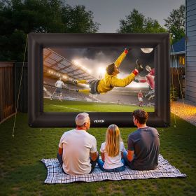 16FT Inflatable Projector Screen, Inflatable Movie Screen Outdoor With 250W Air Blower Projector Screen Oxford Fabric Material Blow Up Screen For (Color: Black)
