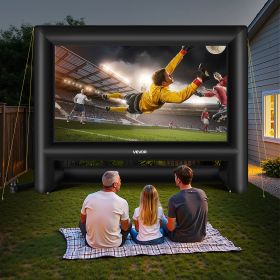 20FT Inflatable Movie Screen, Inflatable Projector Screen With Portable Storage Bag, 16:9 Easy Set Up Movie Projection For Outdoor Backyard, Home (Color: Black)